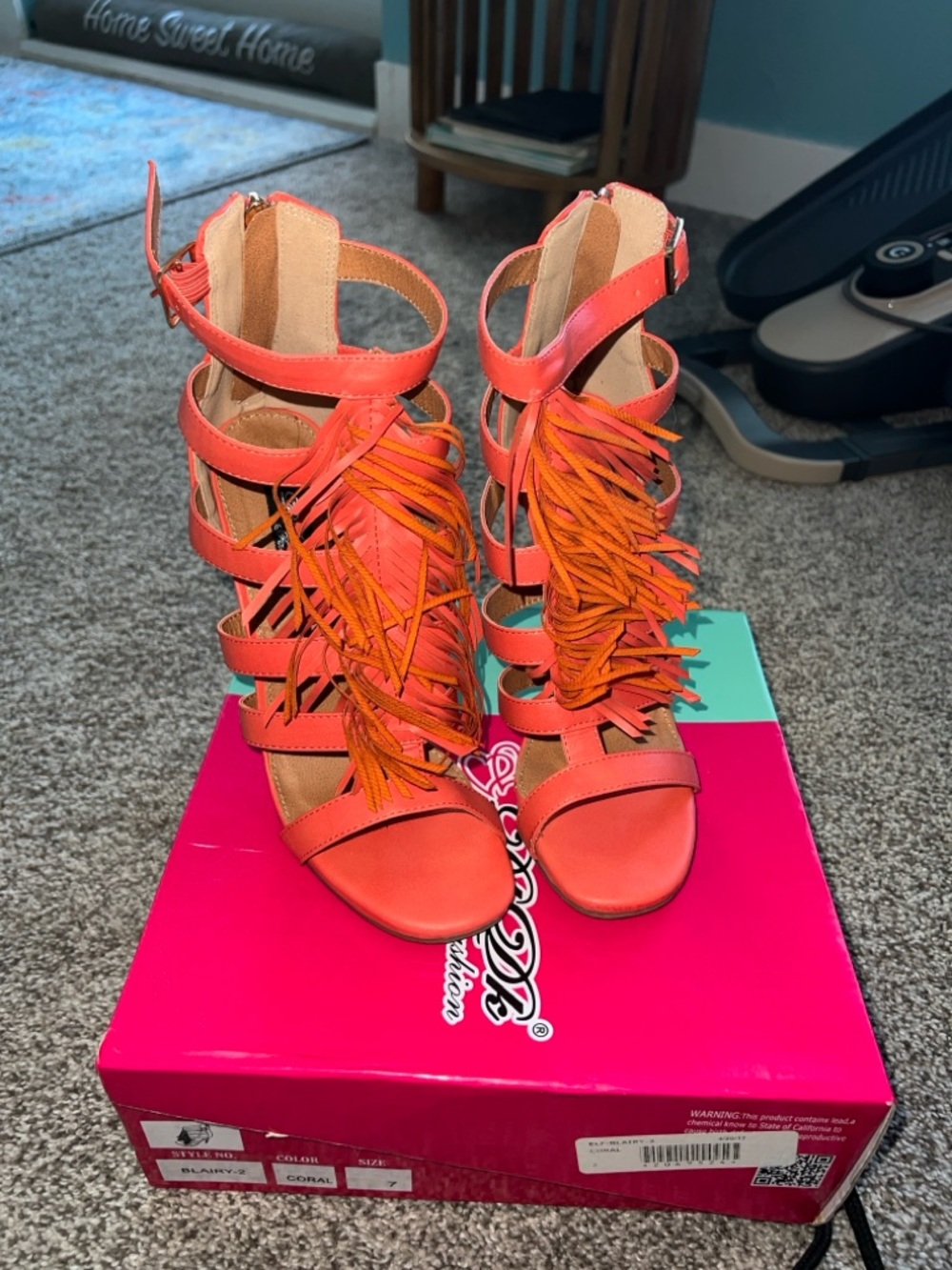 DbDk Fashion Coral Strappy Block Heel Sandals
